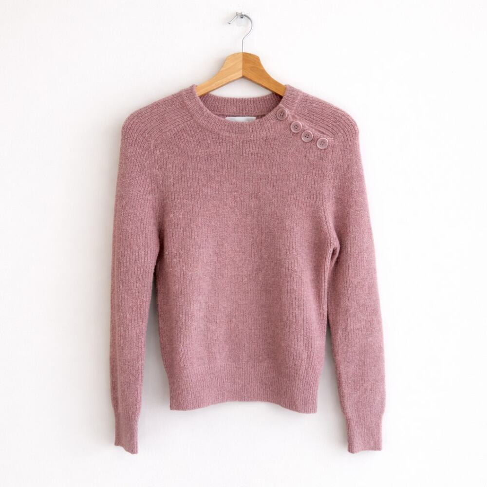 Antik Batik Alpaca Blend Crew Knit Long Sleeve Button Shoulder Sweater Pink S - Picture 1 of 8